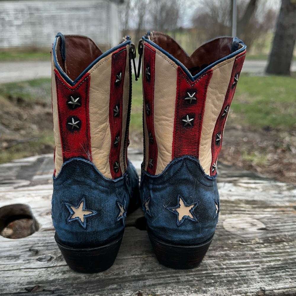 Corral Navy, Red & Cream Star Western Heeled Boots - Picture 4 of 15